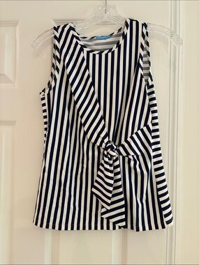 Navy and White Striped Knot Front Tank Top J McLaughlin